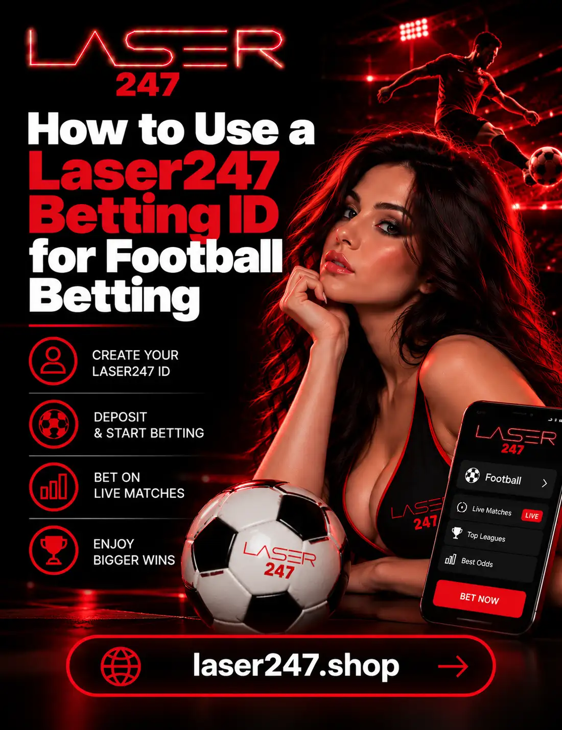 How to use laser247 Betting ID for football Betting banner by laser247.shop