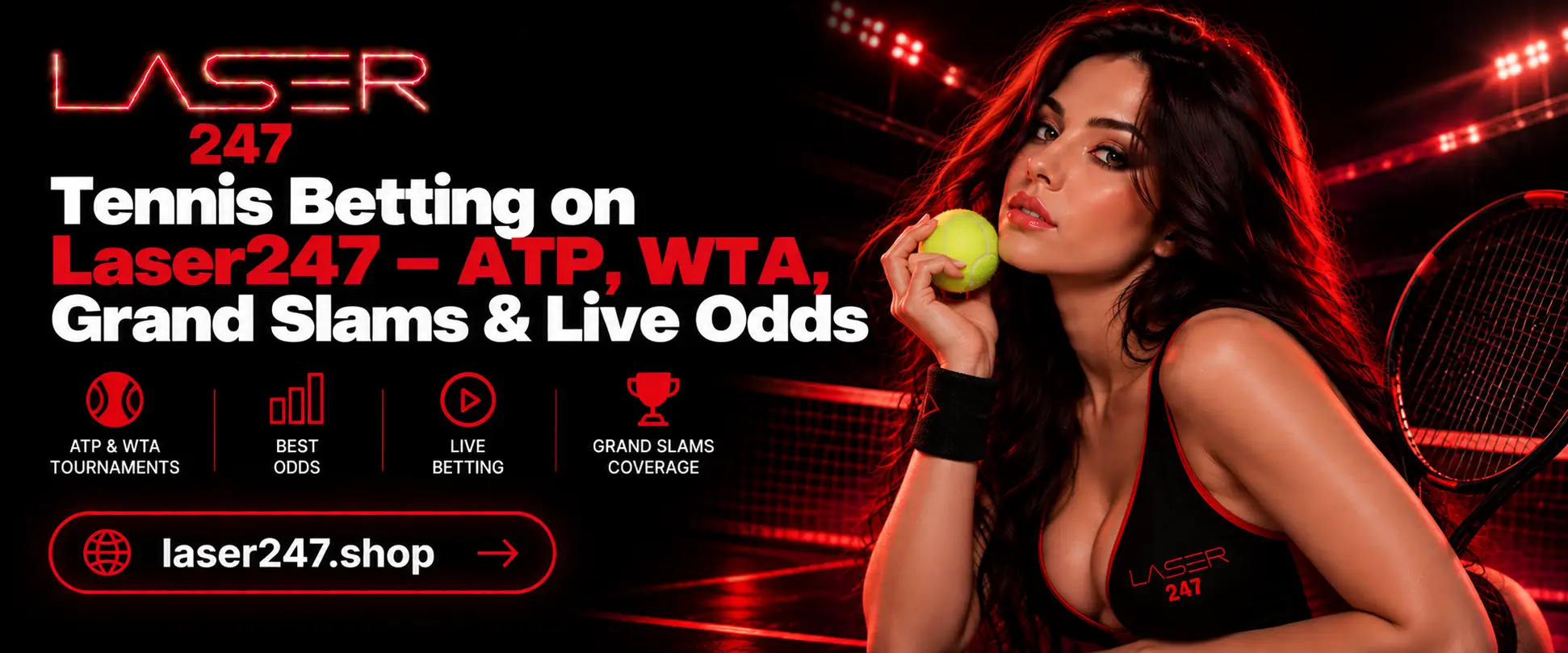 tennis betting on Laser247 banner by laser247.shop